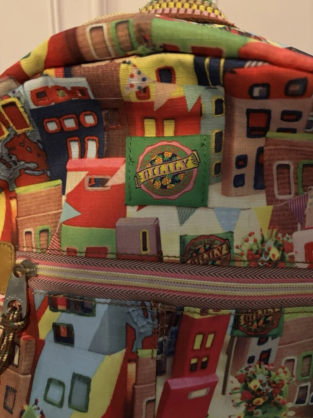 Oilily Cityscape Print Backpack Colorful Travel School Bag Style OES5208 YL